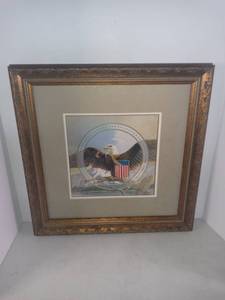 lot 3700 image: Cool Framed Bicentennial Bald Eagle Picture