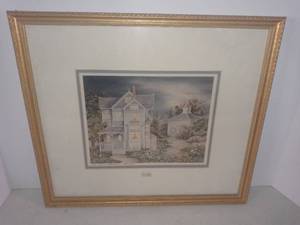 lot 3703 image: A Framed Country Setting Picture By Barbara Burnett