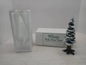 lot 3718 image: Village Pole Pine Tree Made Of Cast Porcelain