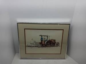lot 3729 image: Vintage Framed Picture Of A Farm Scene From A Local Artist
