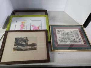 lot 3741 image: Lot Of 4 Assorted Framed Artworks
