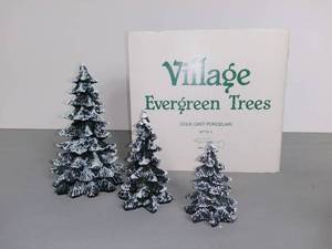 lot 4013 image: Department 56 Village Evergreen Trees - Cold Cast Porcelain - Set Of 3