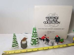 lot 2051 image: Heritage Village Collection. New England Winter Accessory Set. Department 56