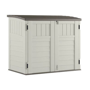 lot 13382 image: Suncast Horizontal 4 ft. 4 in. W x 2 ft. 8 in. D Storage Shed Stow Away, Ivory Retail $299.00