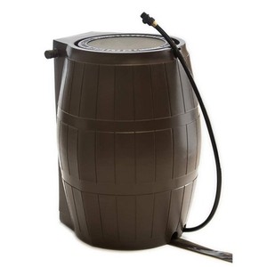 lot 13383 image: FCMP Outdoor RC4000-BRN 45-Gallon BPA Free Home Rain Water Catcher Barrel, Brown Retail 130.99