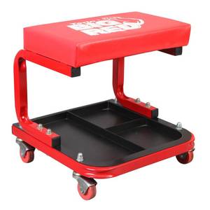 lot 13394 image: Torin Rolling Creeper Garage Shop Mechanic Padded Seat Stool with Tool Tray, Red Retail $48.99
