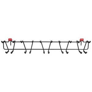 lot 13422 image: Rubbermaid 34 Inch Heavy Duty Garden Tool and Sports Storage Rack for Sheds Retail $32.99