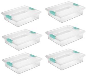 lot 13426 image: Sterilite 19638606 Large File Clip Box Clear Storage Tote Container with Lid, 3ct Retail $20.99