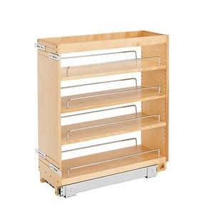 lot 13434 image: Rev-A-Shelf 448-BC-8C 8 Pullout Wood Kitchen Cabinet Organizer Rack, Maple Retail $256.80