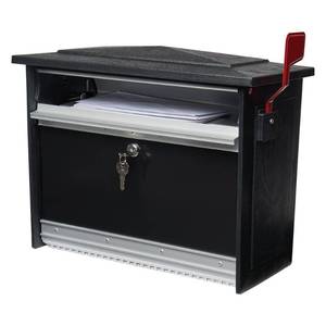 lot 13438 image: Gibraltar Mailboxes Mailsafe Medium Heavy Duty Locking Wall Mount Mailbox, Black Retail $115.99