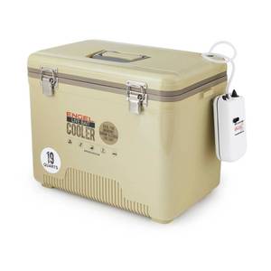 lot 13449 image: Engel 19 Quart Insulated Live Bait Fishing Dry Box Cooler, Tan Retail $139.99 READ