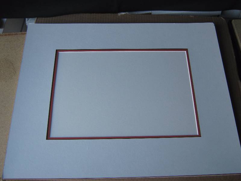 lot 3085 image: Artwork Mounting Mat, double mat orange and white