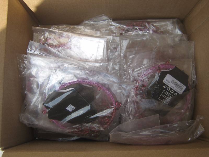 lot 3105 image: 60 ct. lot Edge Pink Purple memory wire necklaces packaged for resale