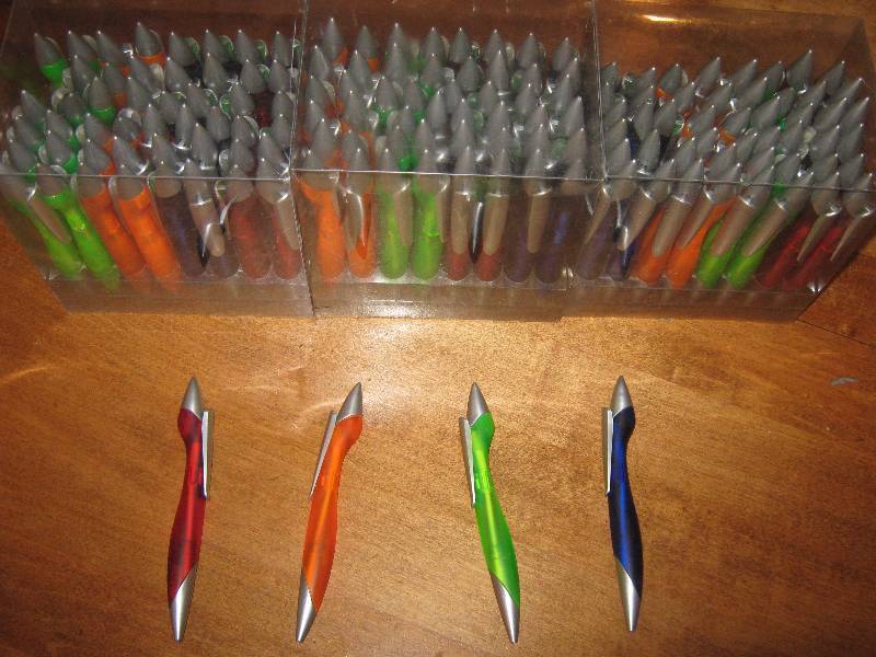 lot 3120 image: (3) 48 ct. packages of ball point pens, assorted colors- black ink