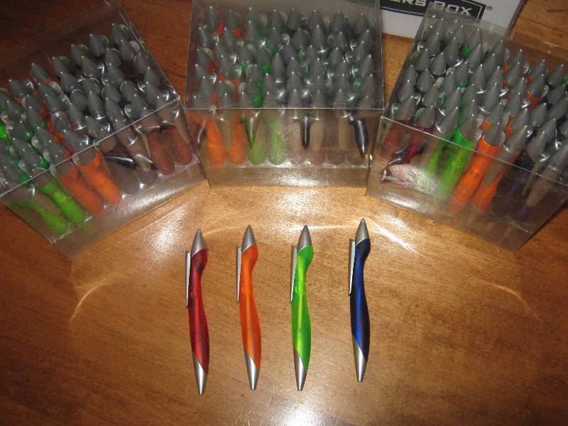 lot 3128 image: (3) 48 ct. packages of ball point pens, assorted colors- black ink