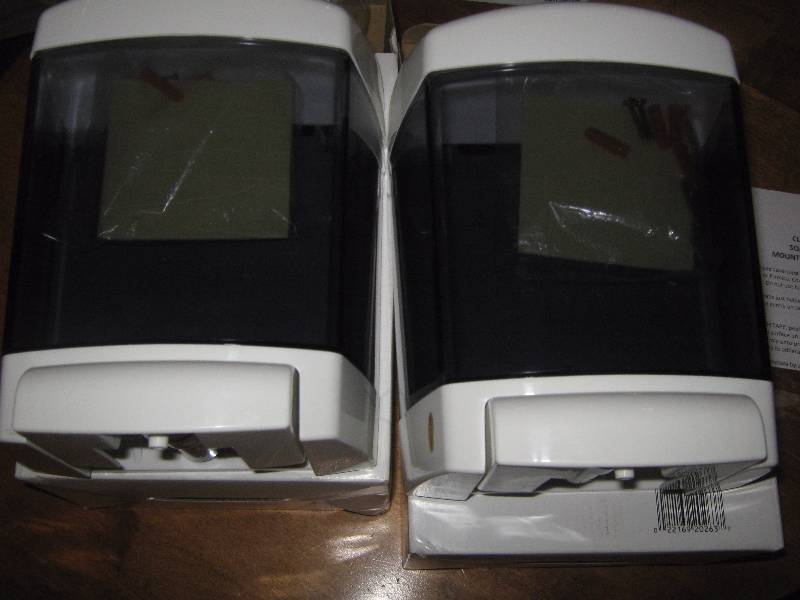 lot 3132 image: 2 ct. lot Clear Choice Soap Dispensers- white in color, PN 230155
