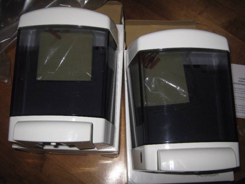 lot 3133 image: 2 ct. lot Clear Choice Soap Dispensers- white in color, PN 230155