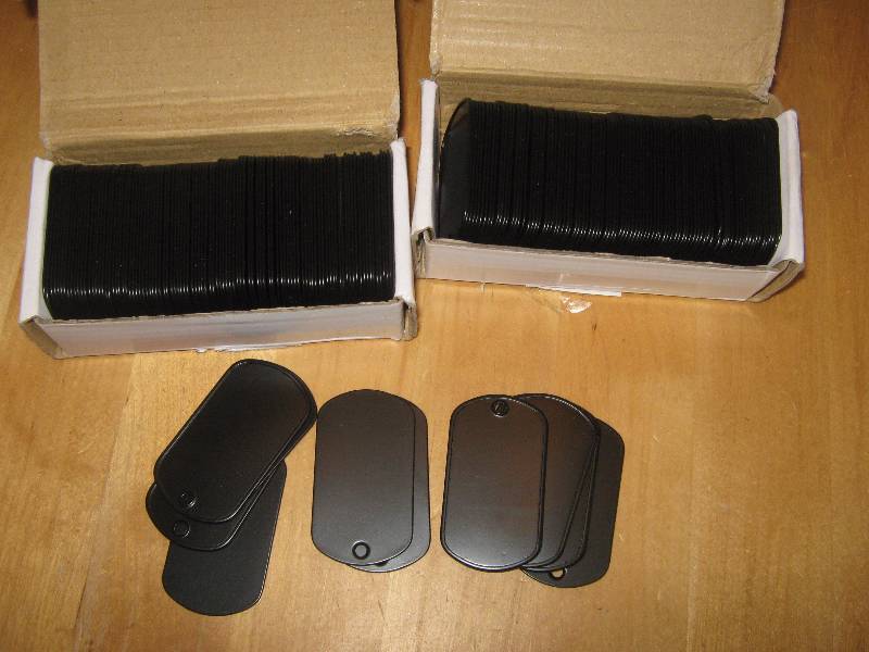 lot 3197 image: 200 Dog Tag Blanks, Black in Color