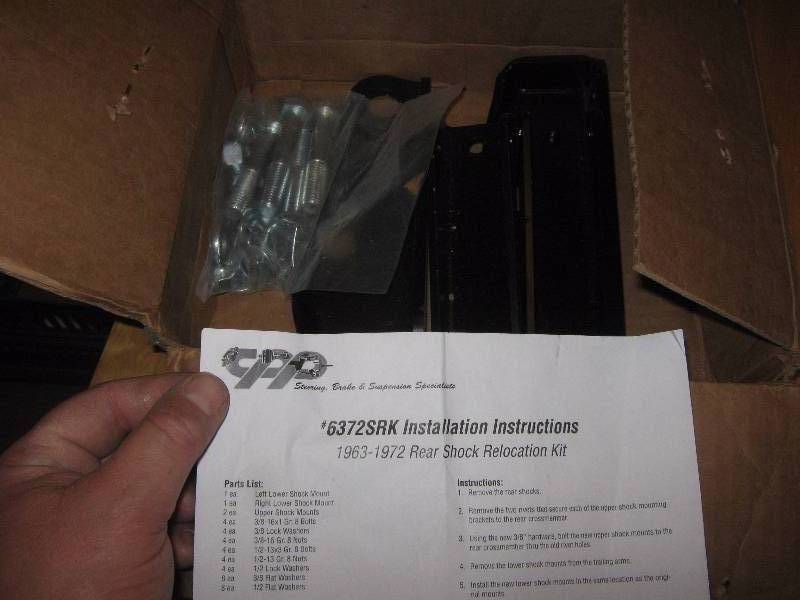 lot 3240 image: 1963 - 1972 rear shock relocation kit cpp #6372srk
