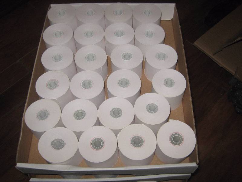 lot 3280 image: 24 count lot of cash register tape 2-14 x 150 single ply