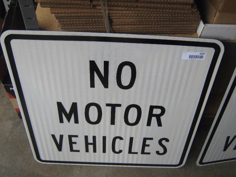 lot 3287 image: 2 foot x 2 foot NO MOTOR VEHICLES sign aluminum