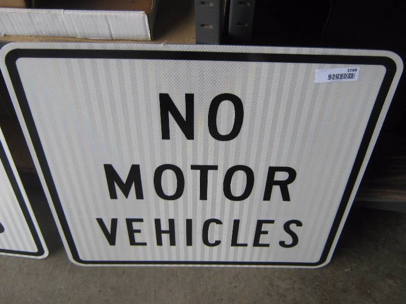 lot 3288 image: 2 foot x 2 foot NO MOTOR VEHICLES sign aluminum