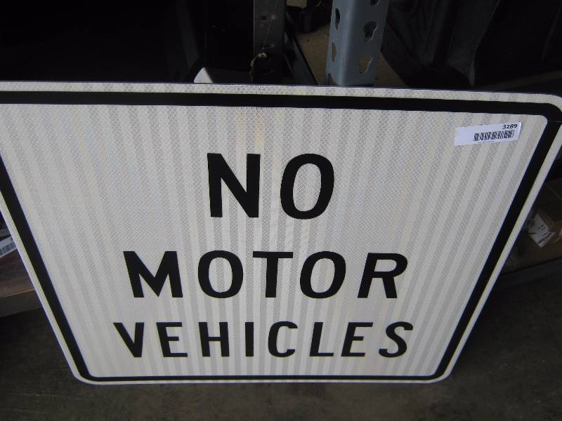 lot 3289 image: 2 foot x 2 foot NO MOTOR VEHICLES sign aluminum