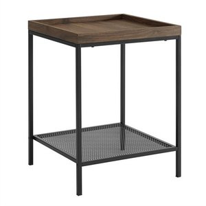 lot 6239 image: Square Tray Side Table - Dark Walnut