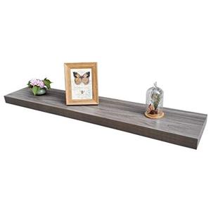 lot 6247 image: Homewell Wood Floating Shelves for Home Decoration, Wall Mounted, 48x9.25x2, Grey