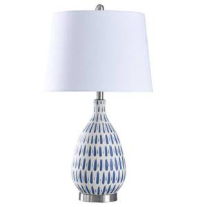 lot 6260 image: StyleCraft Marissa Off-White and Blue Table Lamp - Off White Shade- Retail$81.99