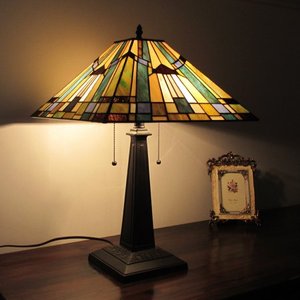 lot 6261 image: Tiffany Style Mission Design 2-light Table Lamp- Retail$136.99