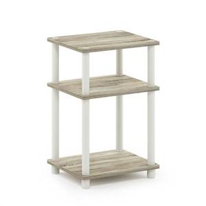 lot 6266 image: Furinno Just 3-Tier Turn-N-Tube End Table, Sonoma OakWhite