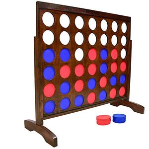lot 6268 image: GoSports Giant Portable 4 in a Row Game Dark Wood Stain - Huge 4 Foot Width - with Rules and Carry Bag, Brown
