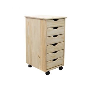 lot 6282 image: Adeptus Solid Wood 6 Drawer Roll Cart - Unfinished- Retail$84.49
