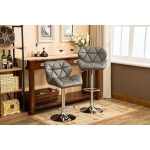 lot 6290 image: Roundhill Furniture Glasgow Contemporary Tufted Adjustable Height Hydraulic Bar Stools, Set of 2, Black