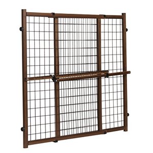 lot 6302 image: Position & Lock Tall & Wide Baby Gate, Pressure-Mounted, Farmhouse Collection