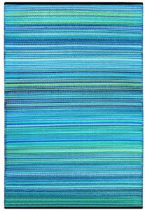 lot 2011 image: Green Decore Weaver Premium Grade Stain Proof Reversible Plastic Outdoor Rug 6x9