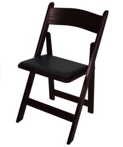 lot 6258 image: Kestell Oak Folding Chair With Vinyl Seat Cushion (Set Of 2)