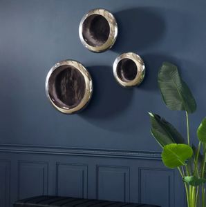 lot 6278 image: Metalic Silver and Gunmetal Round Meta Bowl Set of 3&nbsp