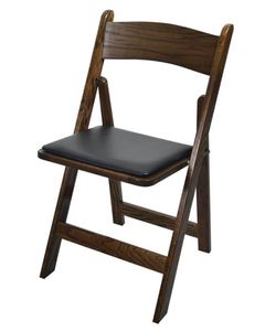 lot 6281 image: Kestell Oak Folding Chair with Vinyl Seat Cushion