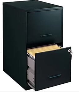lot 6296 image: Black 2 Drawer Metal File Cabinet&nbsp
