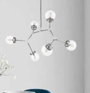 lot 6178 image: Modern Bubble Geometric Six Light Chandelier in Satin Nickel- Retail$319.99