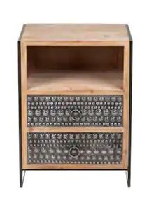lot 6187 image: HomeView Design Side Table with 2 Press Metal Drawers and Shelf, 27-in H- Retail$126.49
