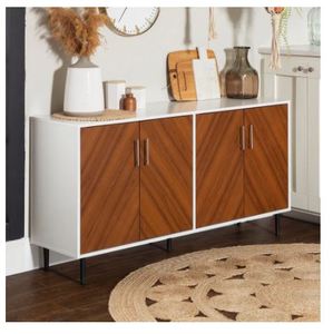 lot 5979 image: Carson Carrington Cassandra Modern Buffet - White  Acorn Bookmatch- Retail$279.98