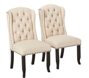lot 5981 image: Furniture Of America 24 Tufted Wingback Dining Chair Set Of 2 - Ivory&nbsp
