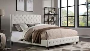 lot 5982 image: Copper Grove Santalucia Upholstered Platform CalKing Bed- Retail$506.49