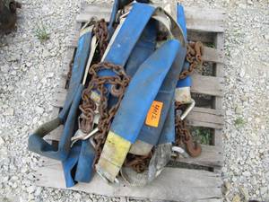 lot 4012 image: PALLET FULL OF WEB AND CHAIN Slings and LOAD STRAPING 8 L Web Is 4 Inchs