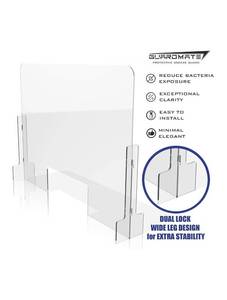 lot 25385 image: GUARDMATE  Premium Plexiglass Shield Commercial Grade Sneeze Guard  DUAL-LOCK Design 32W x 24H Acrylic Divider Protection Portable Plastic Barrier Shield Reception Desk Cashier Checkout Counter