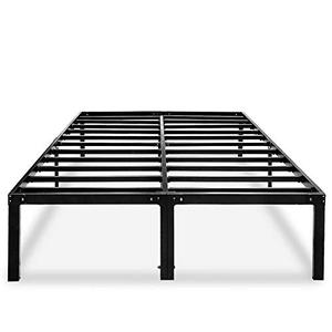 lot 25386 image: Metal Platform Bed Frame Queen Size Heavy Duty 14 Inch Beds No Box Spring Steel Slat Frames with Storage Black, AQ
