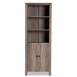 lot 47316 image: 75.4 Derek Wood 2 Door Bookcase Oak - Baxton Studio